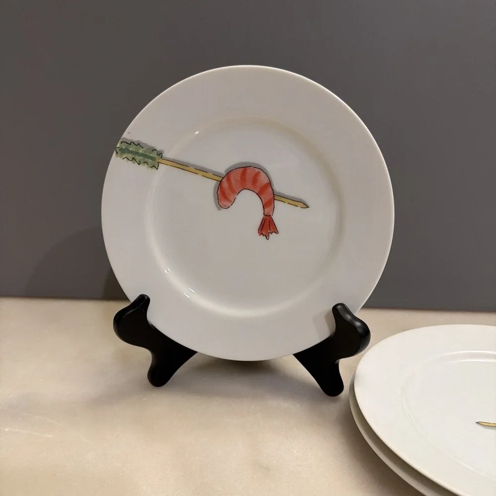 Set Of 5 Crate & Barrel Nancy Green Tidbits 6 .5" Tapas Bread Appetizer Plates - Picture 4 of 7